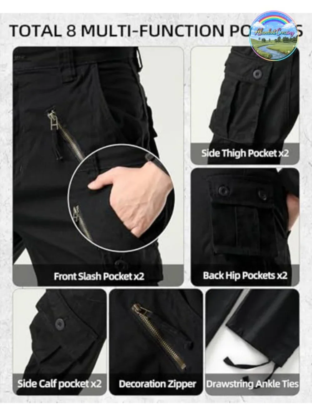 Men's Cargo Pants 8 Pockets Cotton Ripstop Tactical Work Joggers
